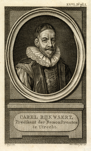 39177 Portret van Carel Rijkwaert, geboren 24 augustus 1582, remonstrants predikant (1609-1619), overleden 1 januari ...